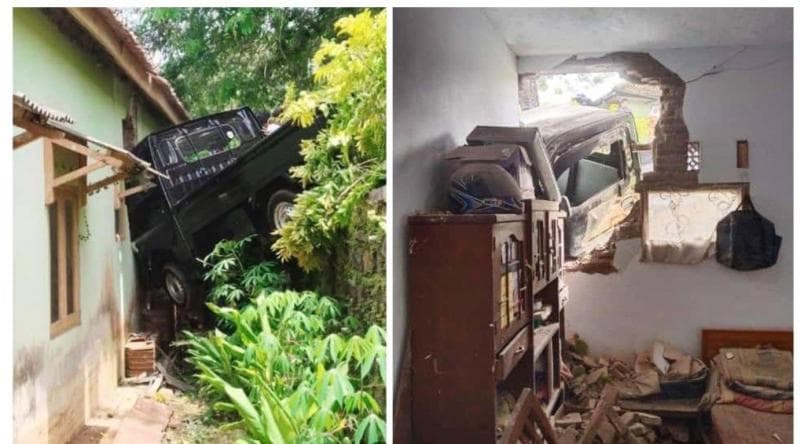 Setelah Motor Nemplok di Atas Genteng, Giliran Mobil Bak Terbuka Masuk Kamar Rumah Warga