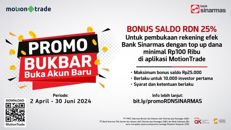 Tips Cuan Bonus Saldo 25 Persen dengan Buka RDN Bank Sinarmas di MotionTrade!