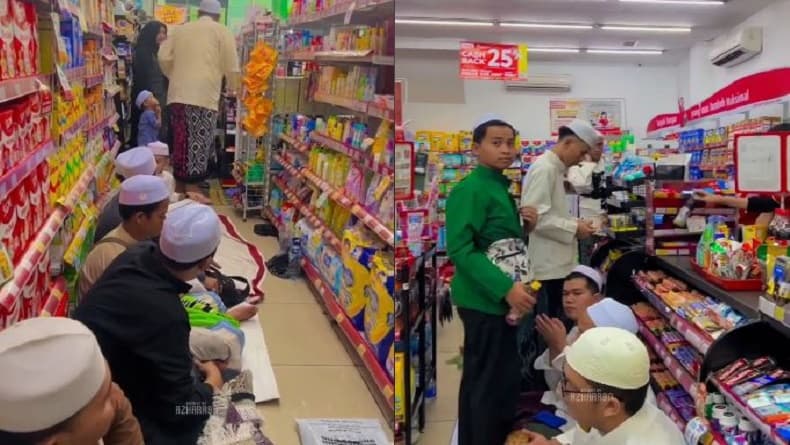 Viral! Jemaah Sholat Tarawih di Bogor Meluber hingga Masuk Minimarket, Kasir Tetap Layani Pembeli