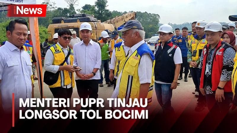 Menteri Basuki Akan Uji Coba 1 Jalur Untuk Arus Mudik saat Tinjau Longsor Tol Bocimi