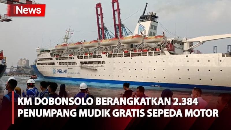 KM Dobonsolo Berangkatkan Penumpang Mudik Gratis Sepeda Motor ke Semarang