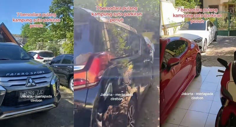Viral 7 Bersaudara Kompak Pulang Kampung Pakai Mobil, Parkiran Penuh Ada Alphard hingga Pajero