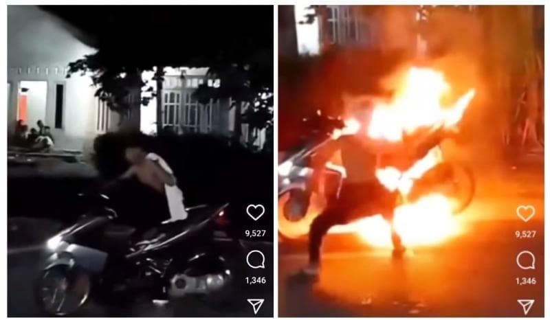 Viral Motor Tiba-Tiba Terbakar akibat Menggeber Knalpot saat Orang Takbiran, Netizen: Sesuai Harapan Viral Motor Tiba-Tiba Terbakar akibat Menggeber Knalpot saat Orang Takbiran, Netizen: Sesuai Harapan