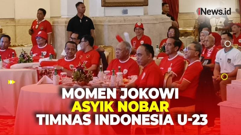 Begini Momen Jokowi Asyik Nonton Timnas Indonesia U-23 Bareng Menteri dan Relawan