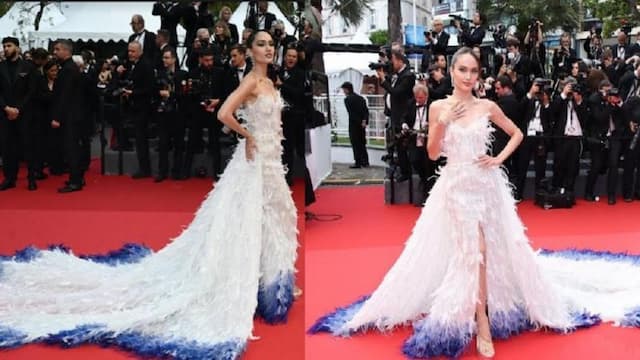 Potret Cinta Laura Tampil Memukau di Red Carpet Cannes Film Festival 2024, Pakai Gaun Terinspirasi Jalak Bali 