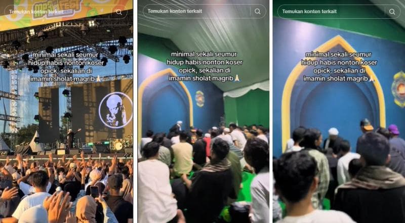 Viral Penonton Konser Opick Sholat Berjamaah Diimami Langsung sang Artis, Langit Mendadak Cerah