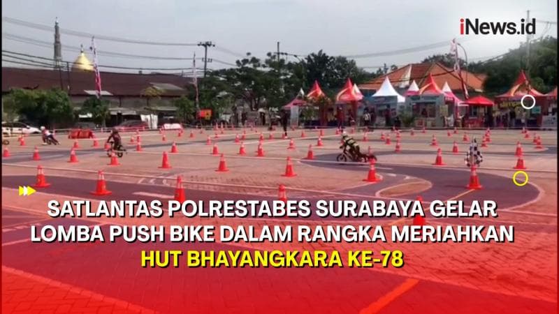 Keseruan Rider Cilik Ikuti Lomba Push Bike Race Satlantas Polrestabes Surabaya