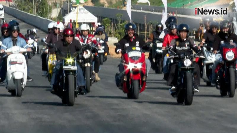 Gaya Jokowi Motoran Bareng Raffi Ahmad hingga Ferry Maryadi Jajal Jalan Tol di IKN