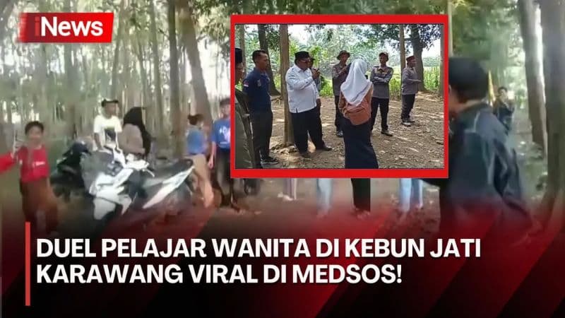 Viral Duel 4 Pelajar Perempuan di Hutan Jati Karawang, Teman-temannya Asyik Menonton dan Videokan