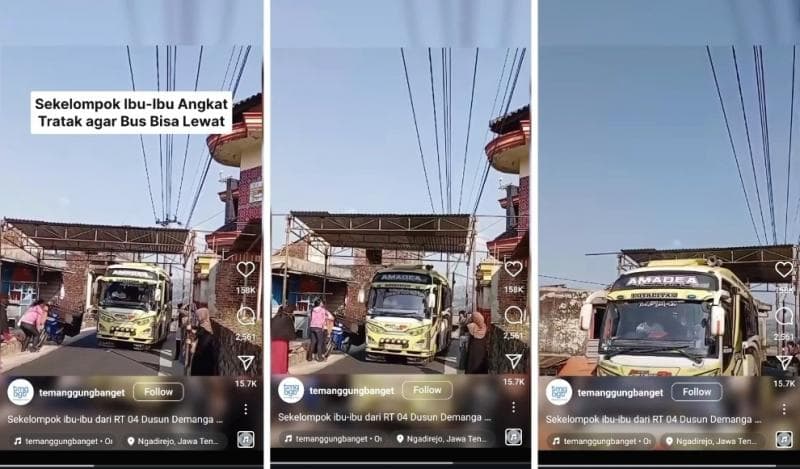 Viral Ibu-Ibu Angkat Tenda di Jalan agar Bus Bisa Lewat, Netizen Terkesima: Ras Terkuat di Bumi