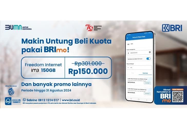 Yuk Beli Pulsa dan Paket Data di Mobile Banking BRImo, Ada Banyak Promo Akhir Bulan!