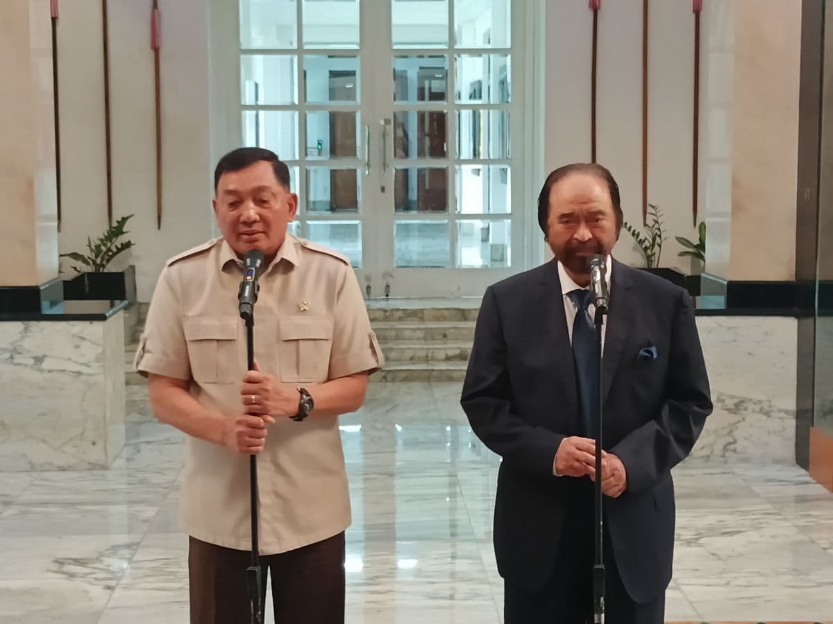 Satu Jam Bertemu, Menhan dan Surya Paloh Tak Bahas Soal Kabinet