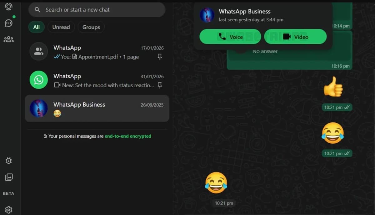 Meta Akan Perkenalkan Fitur Panggilan Suara dan Video di WhatsApp Web