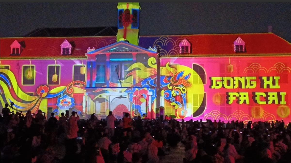 Penampakan Video Mapping Budaya Tionghoa Sambut Imlek di Kota Tua Jakarta