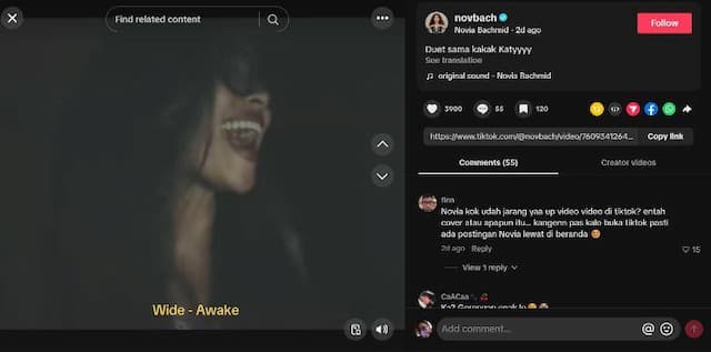Novia Bachmid Ikuti Tren Wide Awake Milik Katy Perry, Netizen: Kak? Gorengan Enak Loh