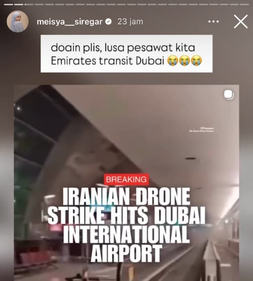 Meisya Siregar Khawatir Transit di Dubai usai Ibadah Umrah karena Perang Iran-AS