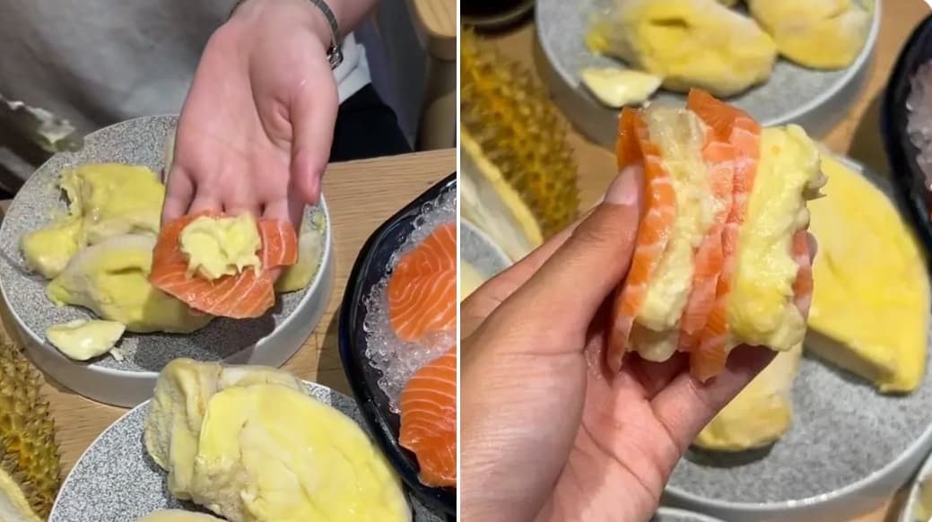 Viral! Tren Makan Salmon Pakai Durian Montong, Bikin Netizen Terkejut Viral! Tren Makan Salmon Pakai Durian Montong, Bikin Netizen Terkejut