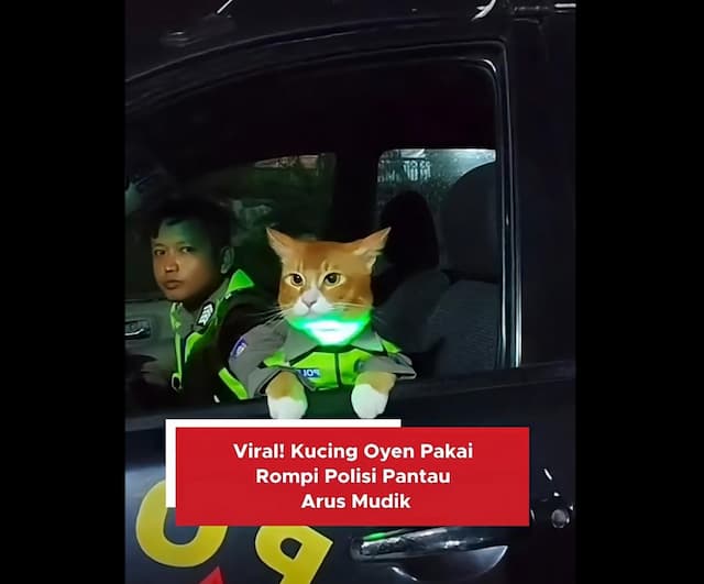 Viral Kucing Oyen Pakai Rompi Polisi Pantau Arus Mudik Lebaran 2026 di Jawa Barat