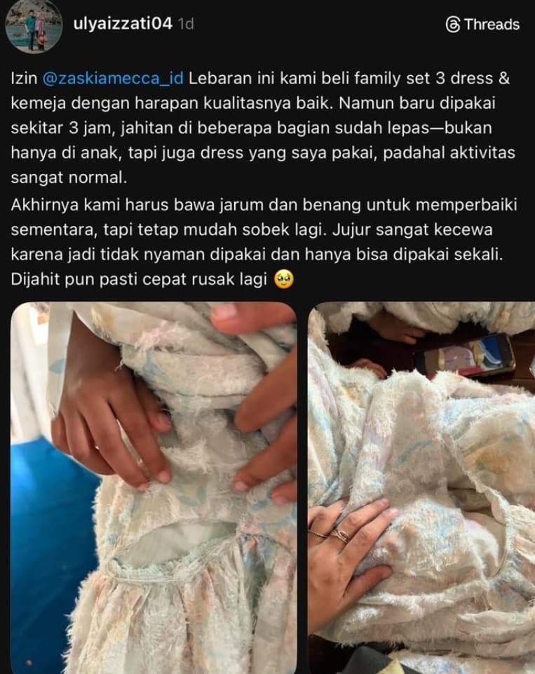 Viral! Baju Lebaran Brand Zaskia Mecca Sobek Setelah 3 Jam Pemakaian