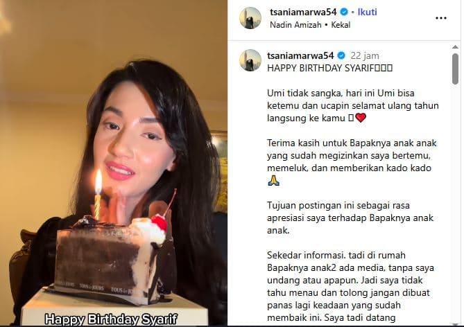 Penantian Berakhir, Tsania Marwa Rayakan Ulang Tahun Anak di Rumah Atalarik Syach