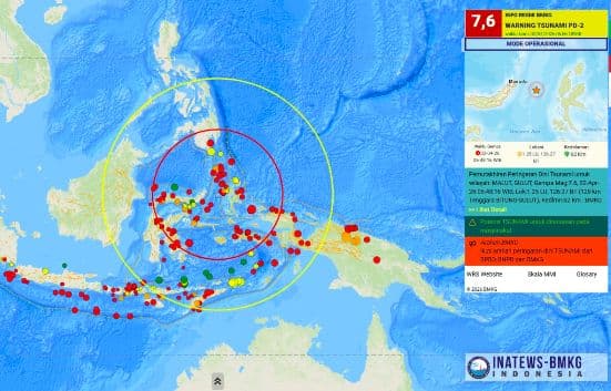 Breaking News! Gempa M7,6 Guncang Bitung Sulut, Berpotensi Tsunami