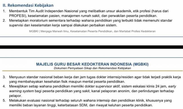 Dokter Internship Meninggal, Majelis Guru Besar Kedokteran Indonesia Desak Bentuk Tim Audit