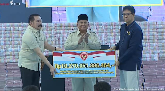 Disaksikan Prabowo, Purbaya Terima Uang Rp10,2 Triliun dari Jaksa Agung Hasil Denda Satgas PKH