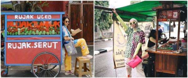 Potret 9 seleb berpose di depan gerobak, Glenca Chysara stylish abis