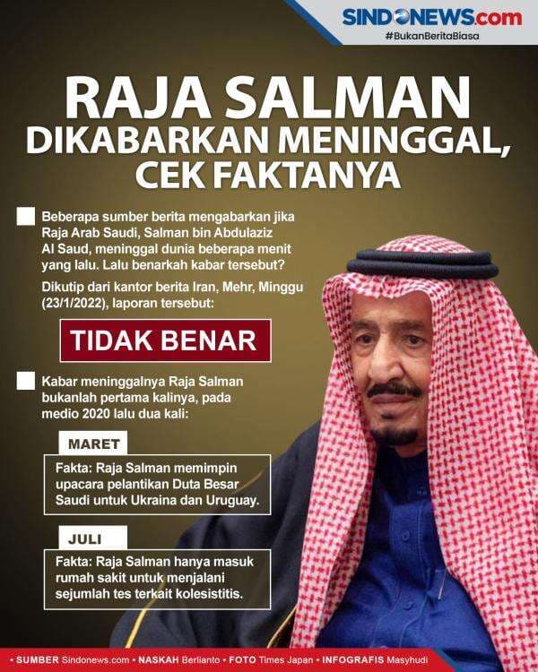 Raja Arab Saudi Salman bin Abdulaziz Dirumorkan Meninggal