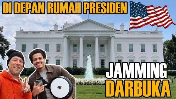 Musisi Ali Kribo Main Darbuka di Depan White House AS!