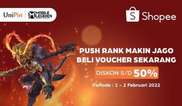 Push Rank Makin Asik Berkat Voucher UniPin – Promo Diskon 50% di Hoki Campaign Shopee