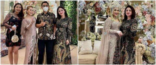 9 Gaya Dewi Perssik di nikahan adik Ayu Ting Ting, anggun pakai batik