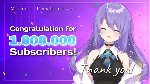 Virtual YouTuber Pertama di Indonesia Moona Hoshinova berhasil meraih satu juta subscribers!