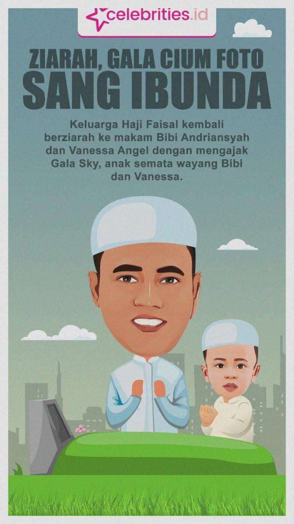 Infografis Gala Sky Cium Foto Mendiang Vanessa Angel saat Ziarah Bersama sang Kakek