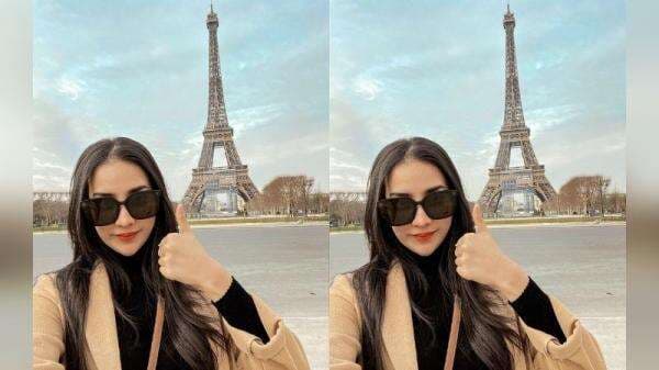 Potret Anya Geraldine di Paris, Kunjungi Menara Eiffel Pose Acungkan Jempol!