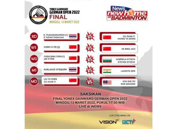 Saksikan Partai Puncak German Open 2022, LIVE di iNews