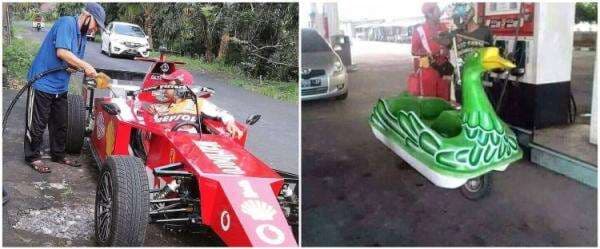 15 Potret kendaraan antimainstream saat isi bensin, absurd bukan main