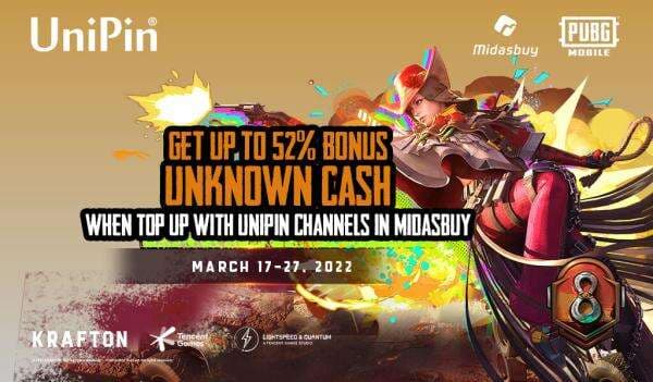[Midasbuy – PUBGM] Maret-Bonus hingga 52% Unknown Cash!