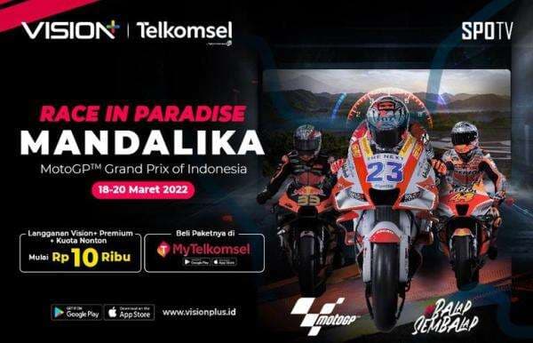 Paket Bundling Vision+ x Telkomsel, Lebih Hemat Nonton MotoGP Mandalika