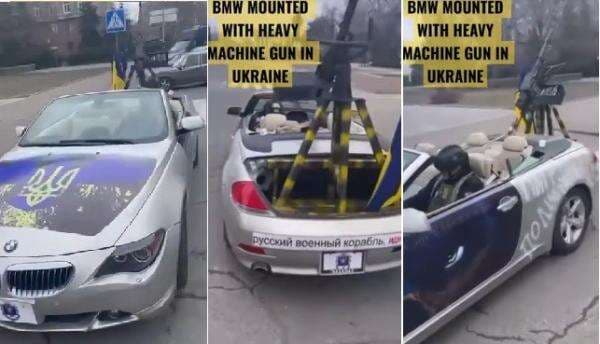 Pria Ukraina Modifikasi Sedan Mewah BMW Seri 6 Jadi Mobil Perang Lengkap dengan Senapan Mesin Pria Ukraina Modifikasi Sedan Mewah BMW Seri 6 Jadi Mobil Perang Lengkap dengan Senapan Mesin