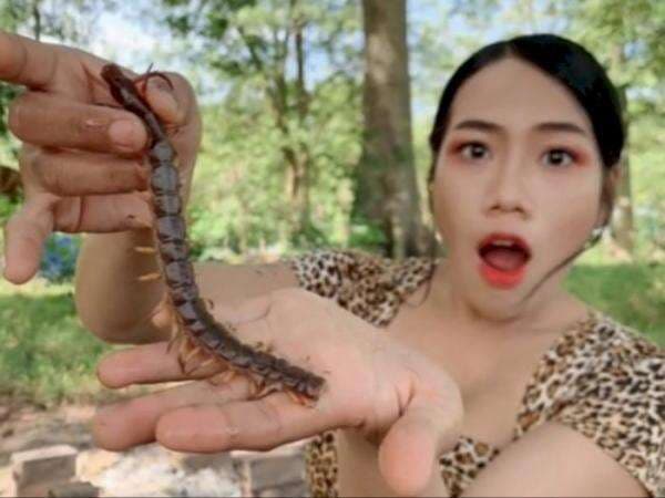 Viral Wanita Goreng Kelabang Hidup-Hidup, Lalu Disantap dengan Sambal