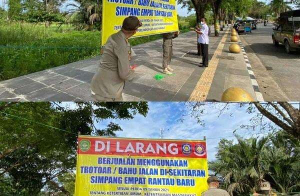 Gunakan Hiasan Trotoar untuk Kepentingan Jualan, PKL di Rantau Dilarang Berjualan
