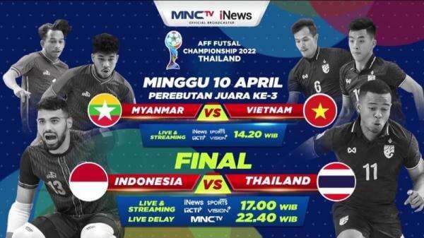 Jadwal Siaran Langsung Final Piala AFF Futsal 2022 Timnas Indonesia vs Thailand di iNewsTV dan MNC Sports