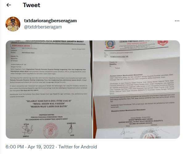 Viral Surat Ormas Minta THR, Netizen Beri Tanggapan Kocak Soal Stempel hingga Nomor Surat