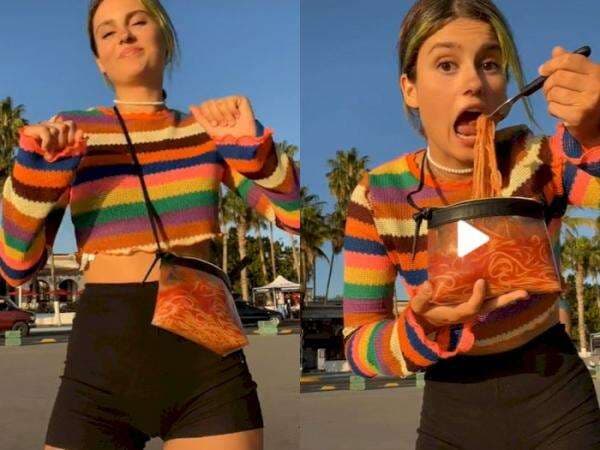 Aksi Bule Cantik Isi Tas Transparan dengan Spaghetti dan Dibawa Jalan-Jalan Aksi Bule Cantik Isi Tas Transparan dengan Spaghetti dan Dibawa Jalan-Jalan