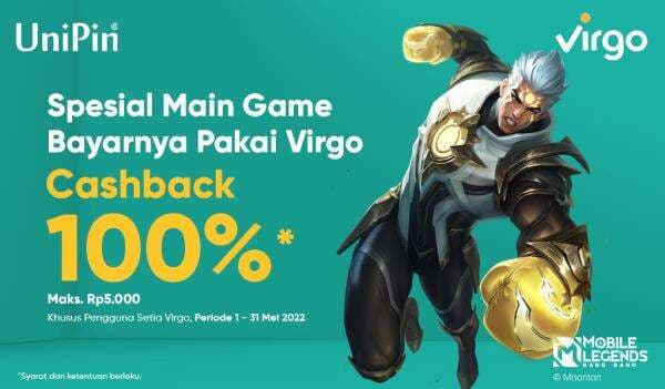 PROMO MEI – Cashback 100% Untuk Pengguna Setia Virgo di UniPin!