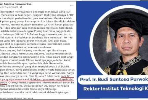 Rektor ITK Prof Budi Santosa yang Bikin Status Anti-Islam segera Diberhentikan