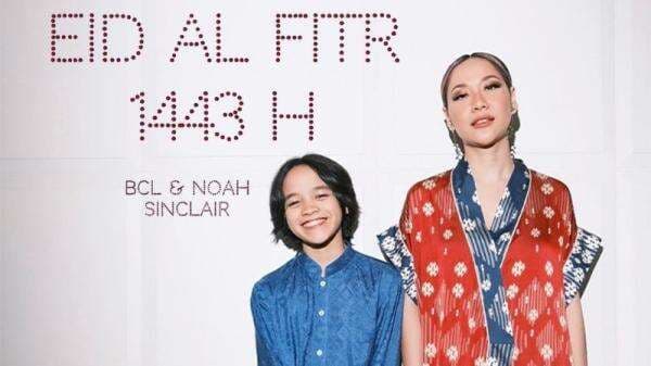 Foto Lebaran, BCL Cantik Menawan Pakai Long Dress Pose Bareng Noah
