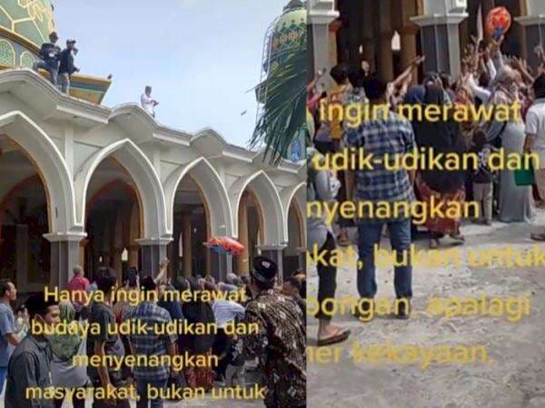 Viral Pedagang Pecel Lele di Lamongan Hamburkan Uang dari Atas Masjid, Warga Berebut Viral Pedagang Pecel Lele di Lamongan Hamburkan Uang dari Atas Masjid, Warga Berebut