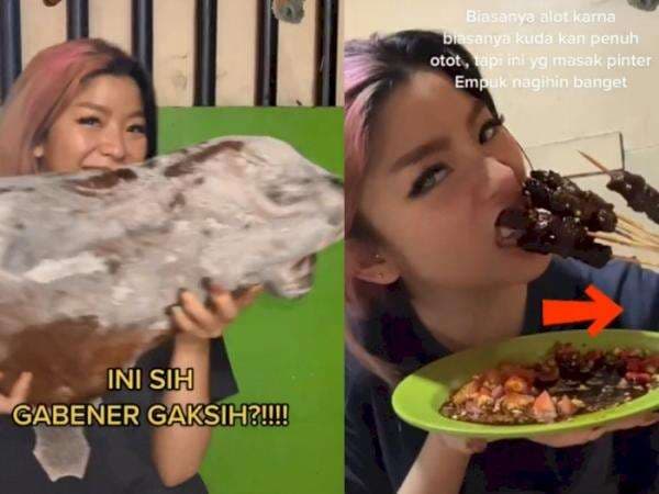 Viral Cewek Cantik Makan Kepala Kuda, Diolah Jadi Sate Rasanya Super Empuk, Tertarik Coba?